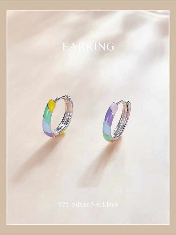 Fashion Jewelry Women Earrings Colorful Dripping Oil Hoop Earring for Anniversary Party Gift