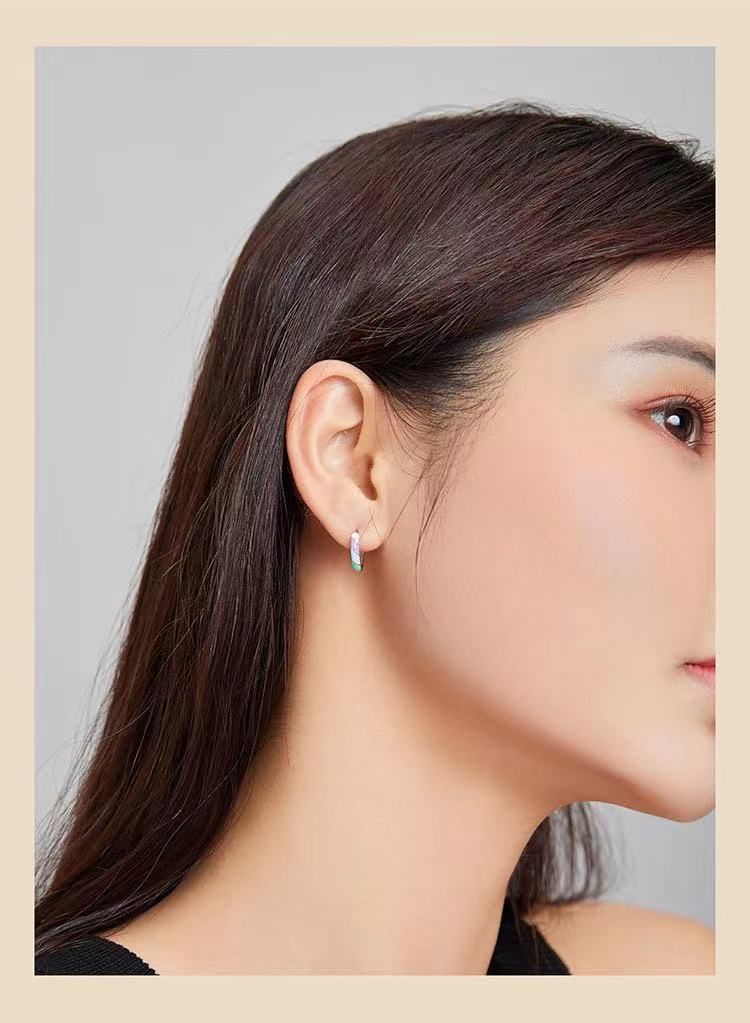 Fashion Jewelry Women Earrings Colorful Dripping Oil Hoop Earring for Anniversary Party Gift