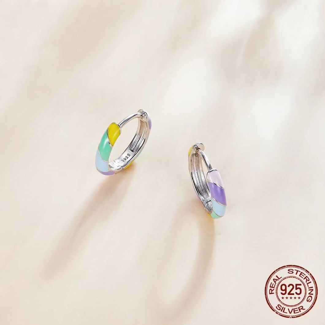 Fashion Jewelry Women Earrings Colorful Dripping Oil Hoop Earring for Anniversary Party Gift