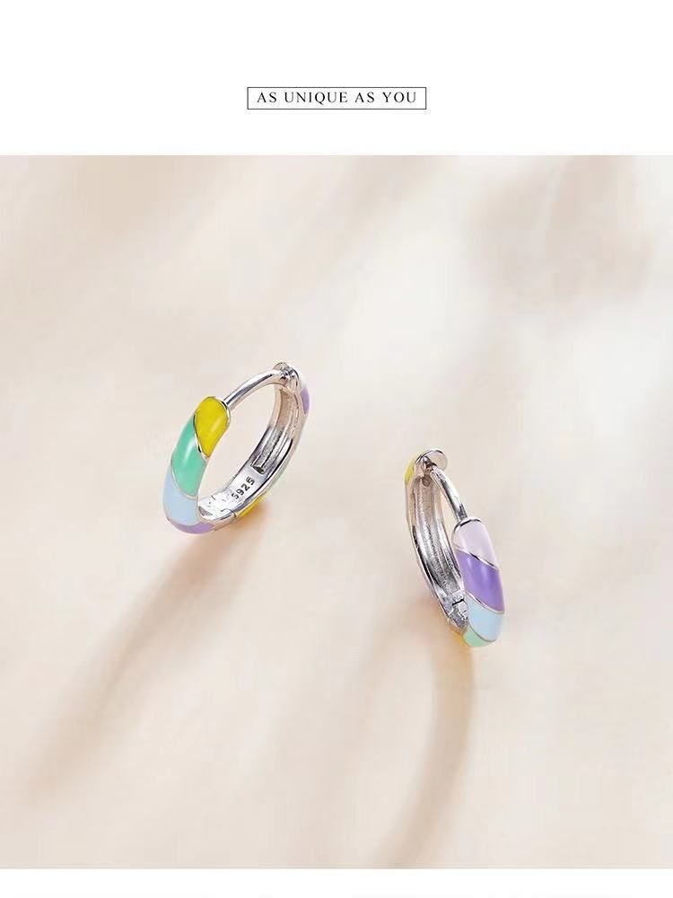 Fashion Jewelry Women Earrings Colorful Dripping Oil Hoop Earring for Anniversary Party Gift