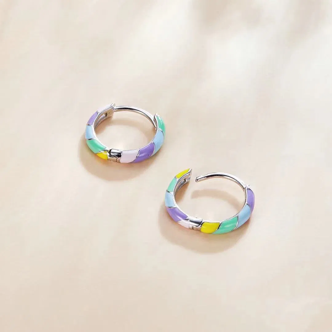 Fashion Jewelry Women Earrings Colorful Dripping Oil Hoop Earring for Anniversary Party Gift