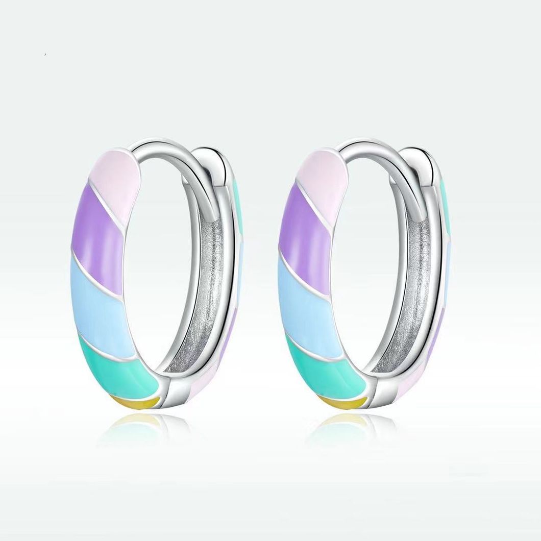 Fashion Jewelry Women Earrings Colorful Dripping Oil Hoop Earring for Anniversary Party Gift