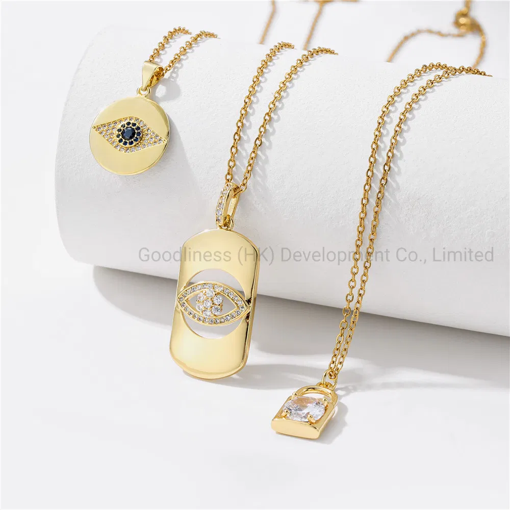 Fashion Love Eyes Lock Pendant Women's Copper Micro Necklace