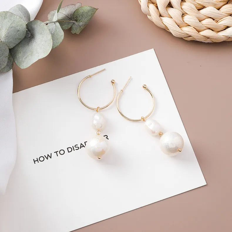 Fashion Simple Vintage Pearl Pentagram Earrings Jewelry