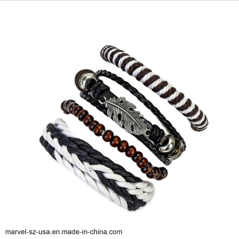 Fashion Vintage Charm Leather Bracelet Men Jewelry