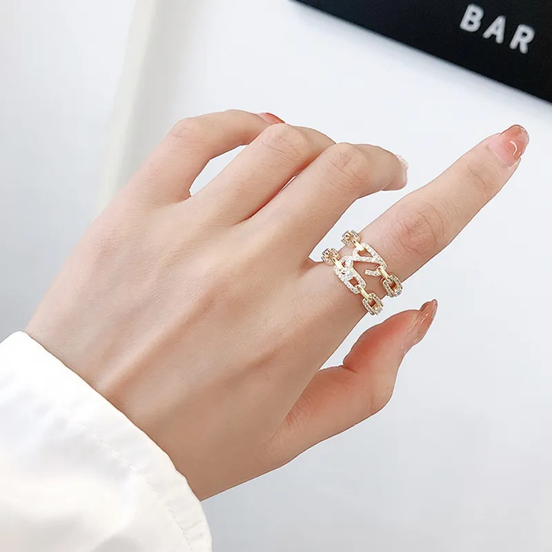 Fashion Wholesale Gold Plated Paved Diamond Ring, 18K Gold Ring Woman Jewelry