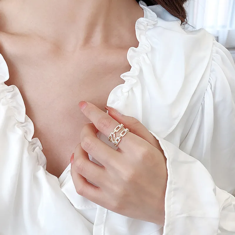 Fashion Wholesale Gold Plated Paved Diamond Ring, 18K Gold Ring Woman Jewelry