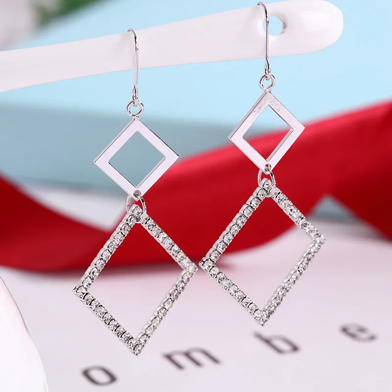 Fashion Women Pentagram Hollow out Zircon Stud Earrings
