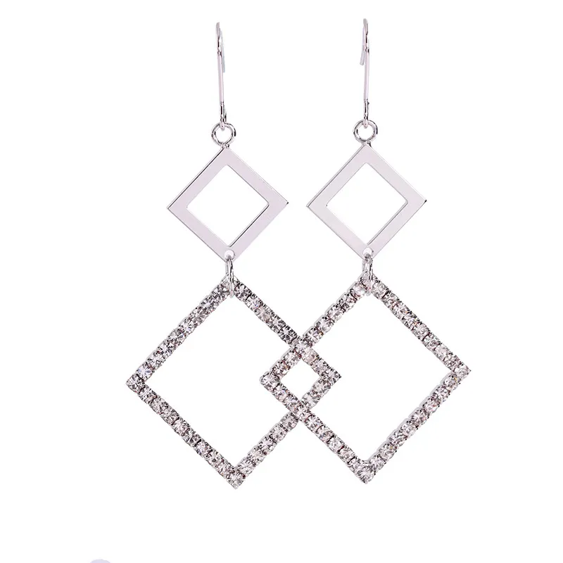 Fashion Women Pentagram Hollow out Zircon Stud Earrings