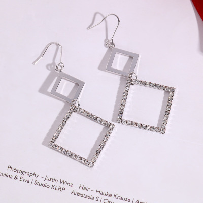 Fashion Women Pentagram Hollow out Zircon Stud Earrings