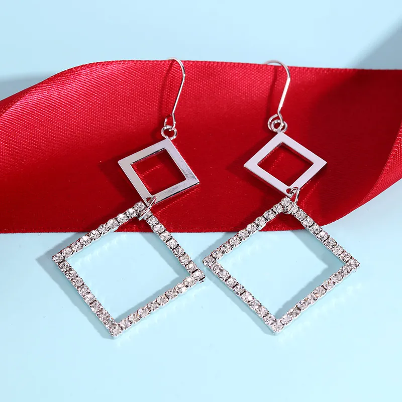 Fashion Women Pentagram Hollow out Zircon Stud Earrings