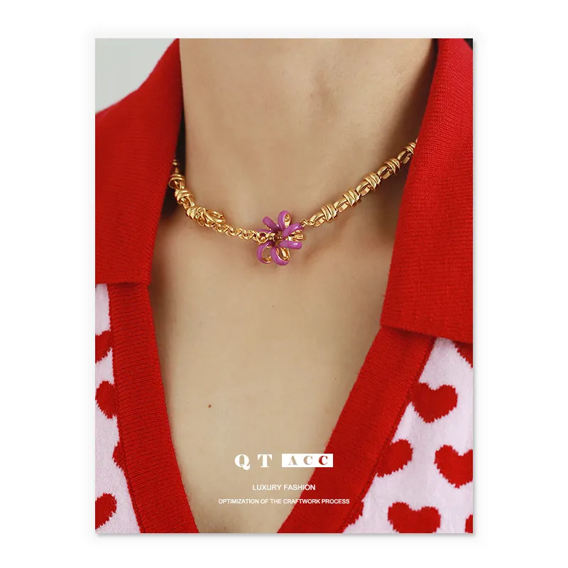 Fashionable and Elegant Handmade Oil Drip Simple Necklace Jewelry