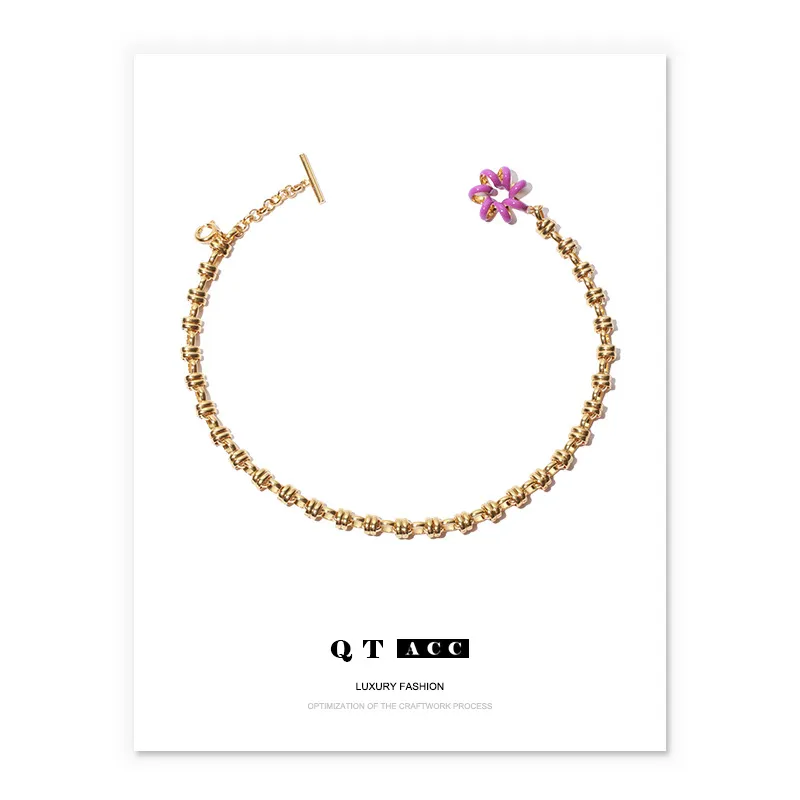 Fashionable and Elegant Handmade Oil Drip Simple Necklace Jewelry