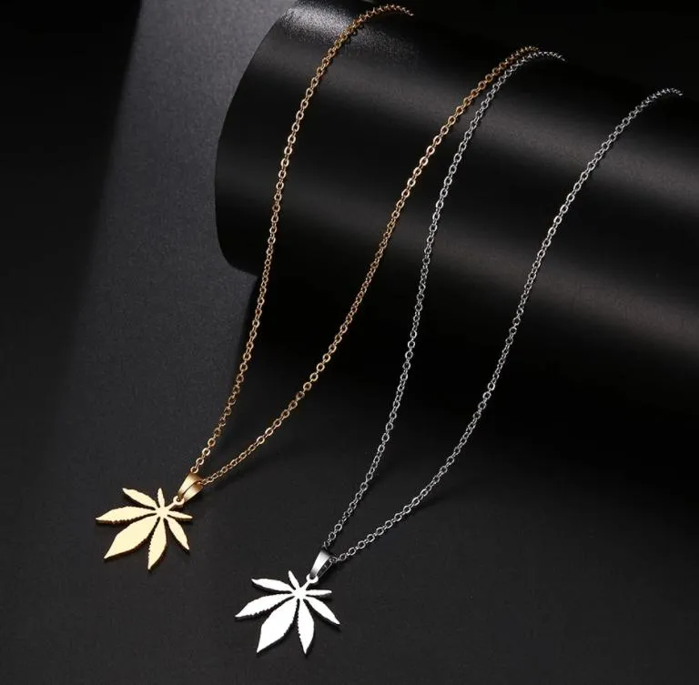 for Women Man Maple Leaf Choker Pendant Necklace Engagement Jewelry Stainless Steel Chains Necklaces