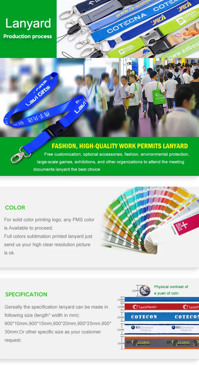 Free Sample Custom Design Your Own Logo School Neck Strap Lanyard with Badge Reel