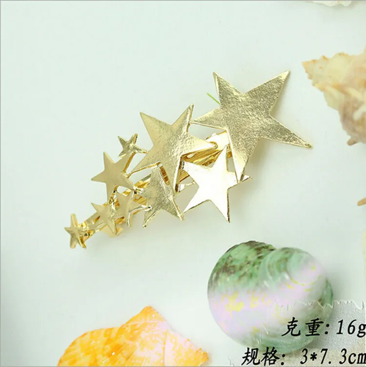 Gold Silver Star Hair Clip Women Barrette Hairpin Bobby Pin Jewelry Accessory Cn