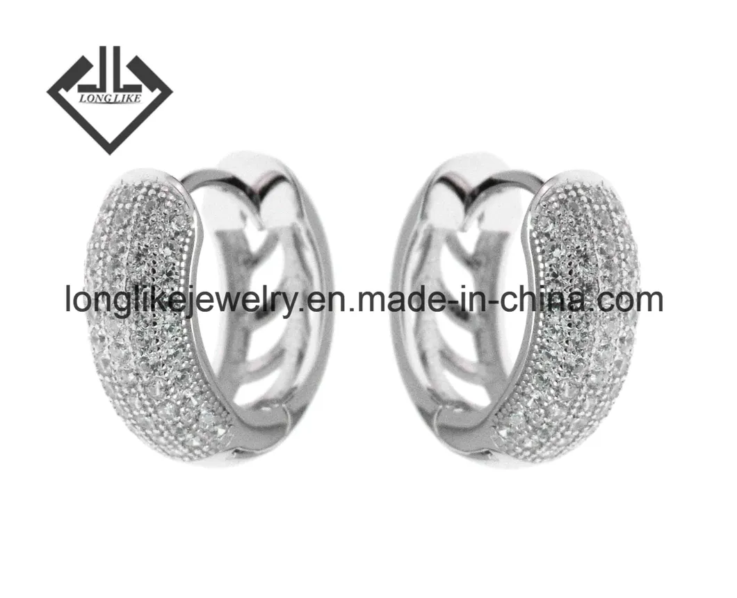 Good Selling 925 Sterling Silver Huggie Earring CZ Paved