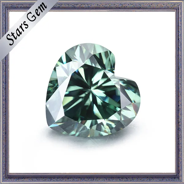 Green Color 7*7mm Heart Shape Loose Moissanite Diamond