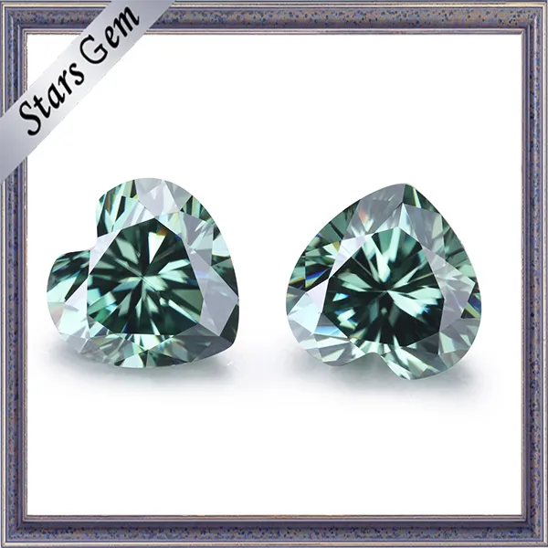 Green Color 7*7mm Heart Shape Loose Moissanite Diamond