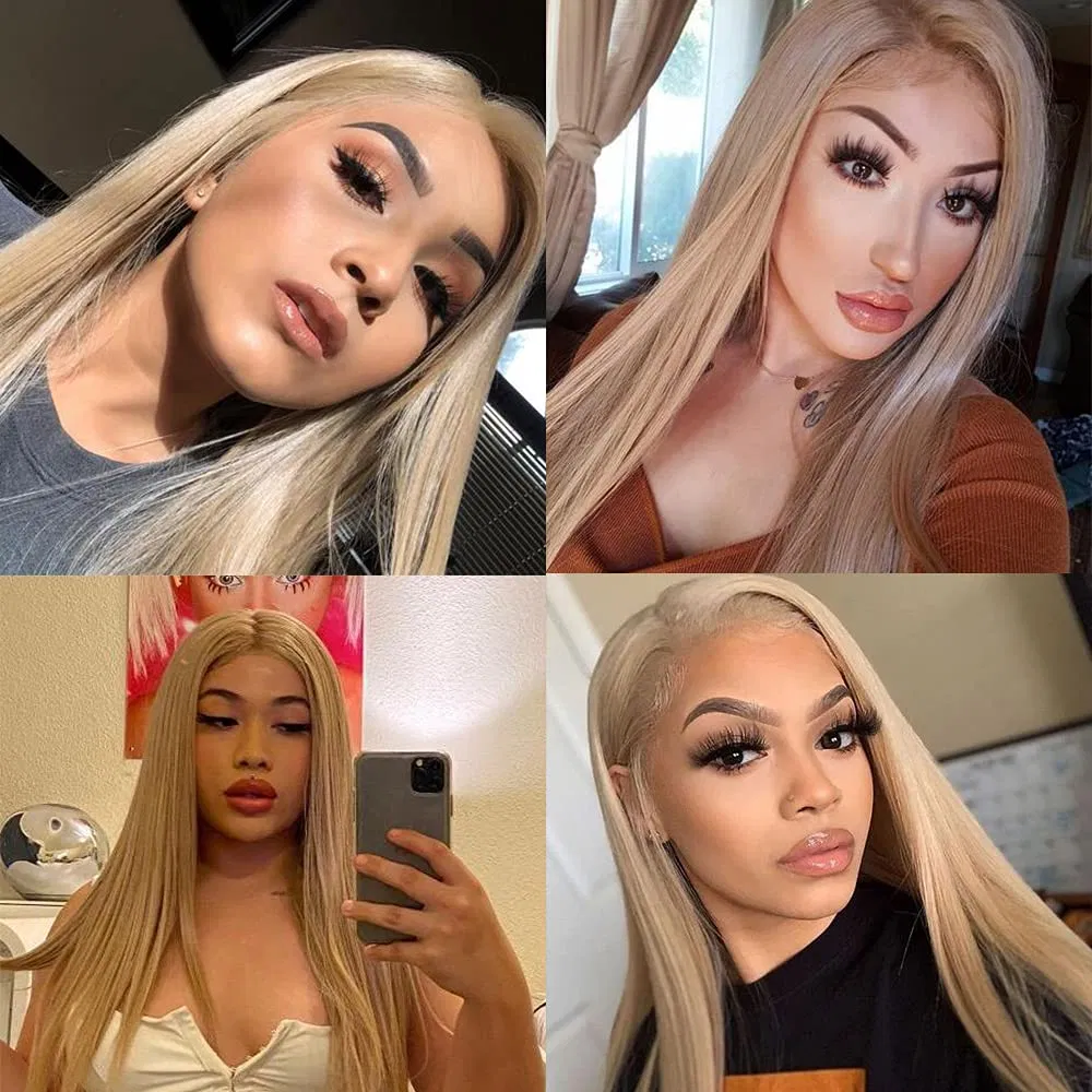 Hair 13X3 Glueless Synthetic Lace Front Wigs Bloned Wigs for Black Women #103 Long Straight Wig Heat Resistant Kanekalon Fibe Real Natural Synthetic Hair Wig