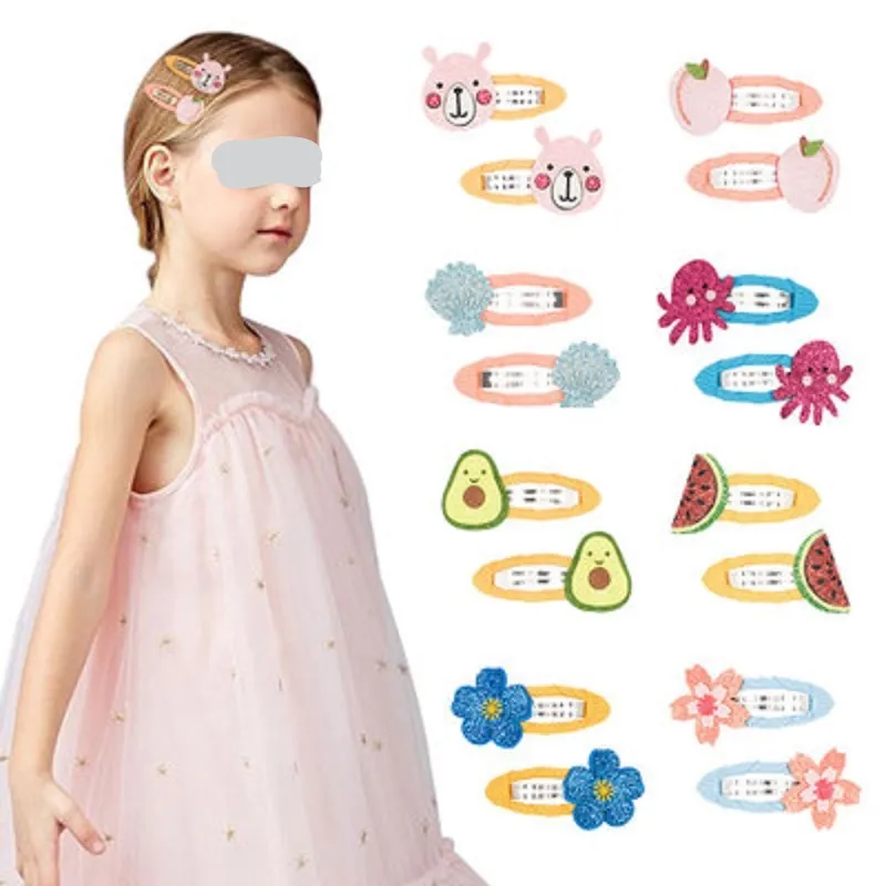 Hair Barrettes Fabric Hair Clips Safe Grosgrain Ribbon Hair Accessories for Baby Girls Teens Kids Toddler (1 pair) Esg14239