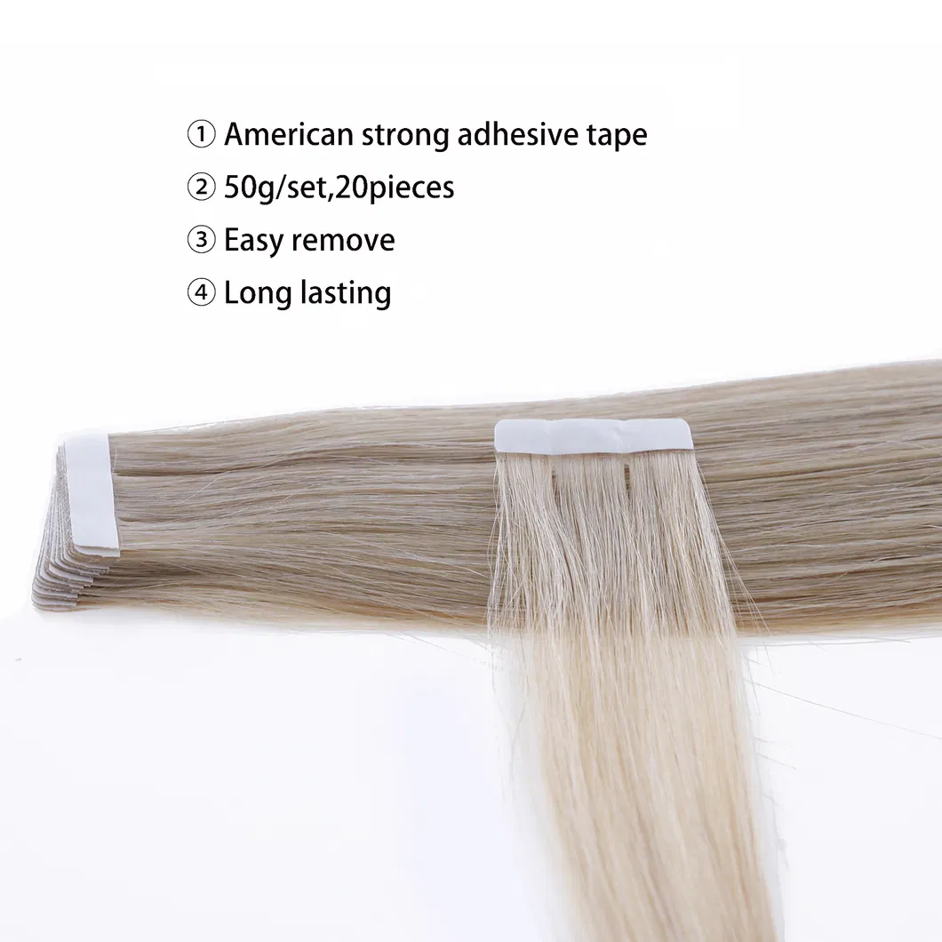 Hair for Woman Tape in Human Hair Extensions Straight Remy on Adhesive Invisible PU Weft Extensions Balayage Color #6 to 613b