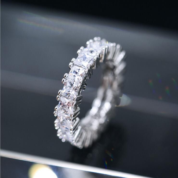 Handmade Eternity Promise Crystal Ring AAA CZ Zircon Engagement Wedding Band Rings for Women Men Finger Party Jewelry Crl1141