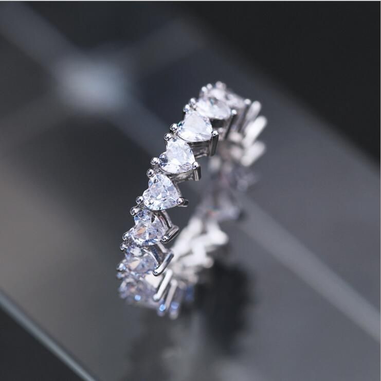 Handmade Eternity Promise Crystal Ring AAA CZ Zircon Engagement Wedding Band Rings for Women Men Finger Party Jewelry Crl1141