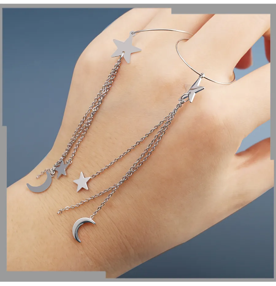 Hengdaxin Fashion Temperament Fairy Silver Star Moon Earrings Fashion Trend