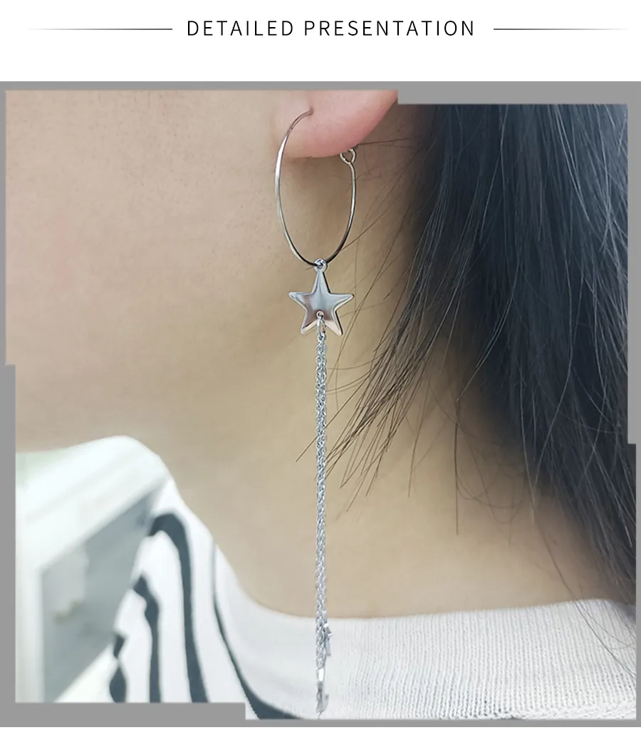 Hengdaxin Fashion Temperament Fairy Silver Star Moon Earrings Fashion Trend