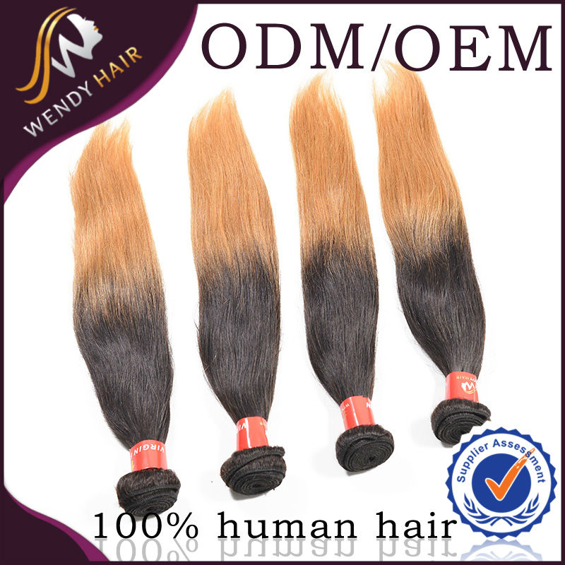 High Quality Ombre Color Remy Hair Weaves Peruvian Human Hair