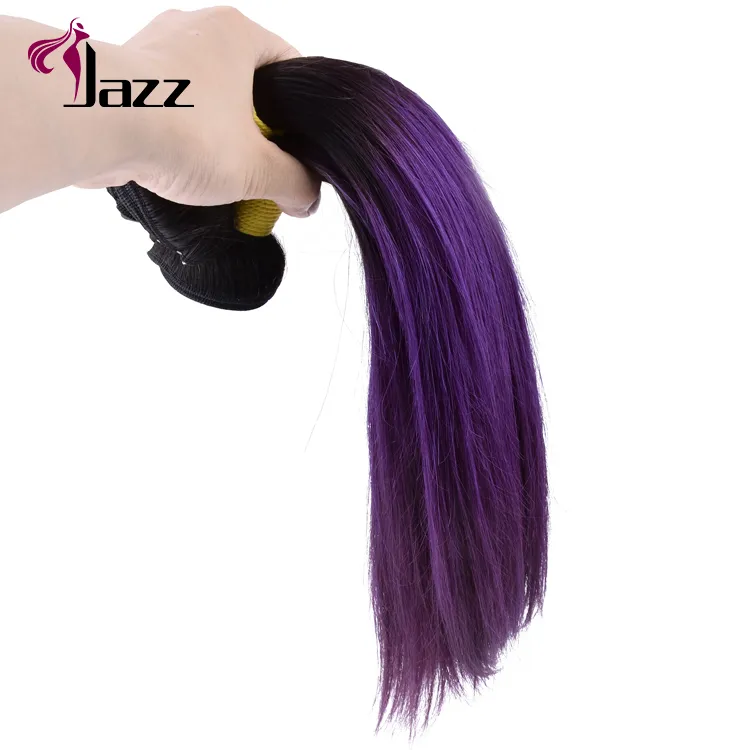 Hot Sales Virgin Remy Ombre T1b/Purple Human Hair Weft with Lace Frontal Closure