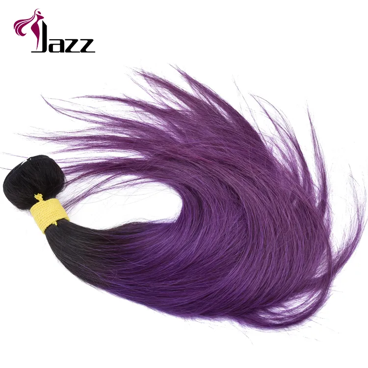 Hot Sales Virgin Remy Ombre T1b/Purple Human Hair Weft with Lace Frontal Closure