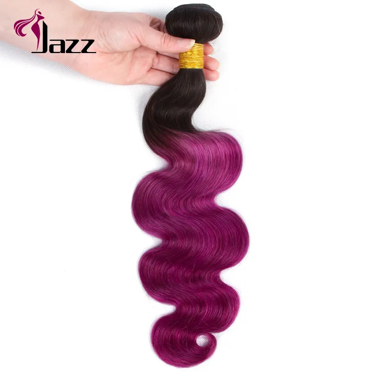 Hot Sales Virgin Remy Ombre T1b/Purple Human Hair Weft with Lace Frontal Closure