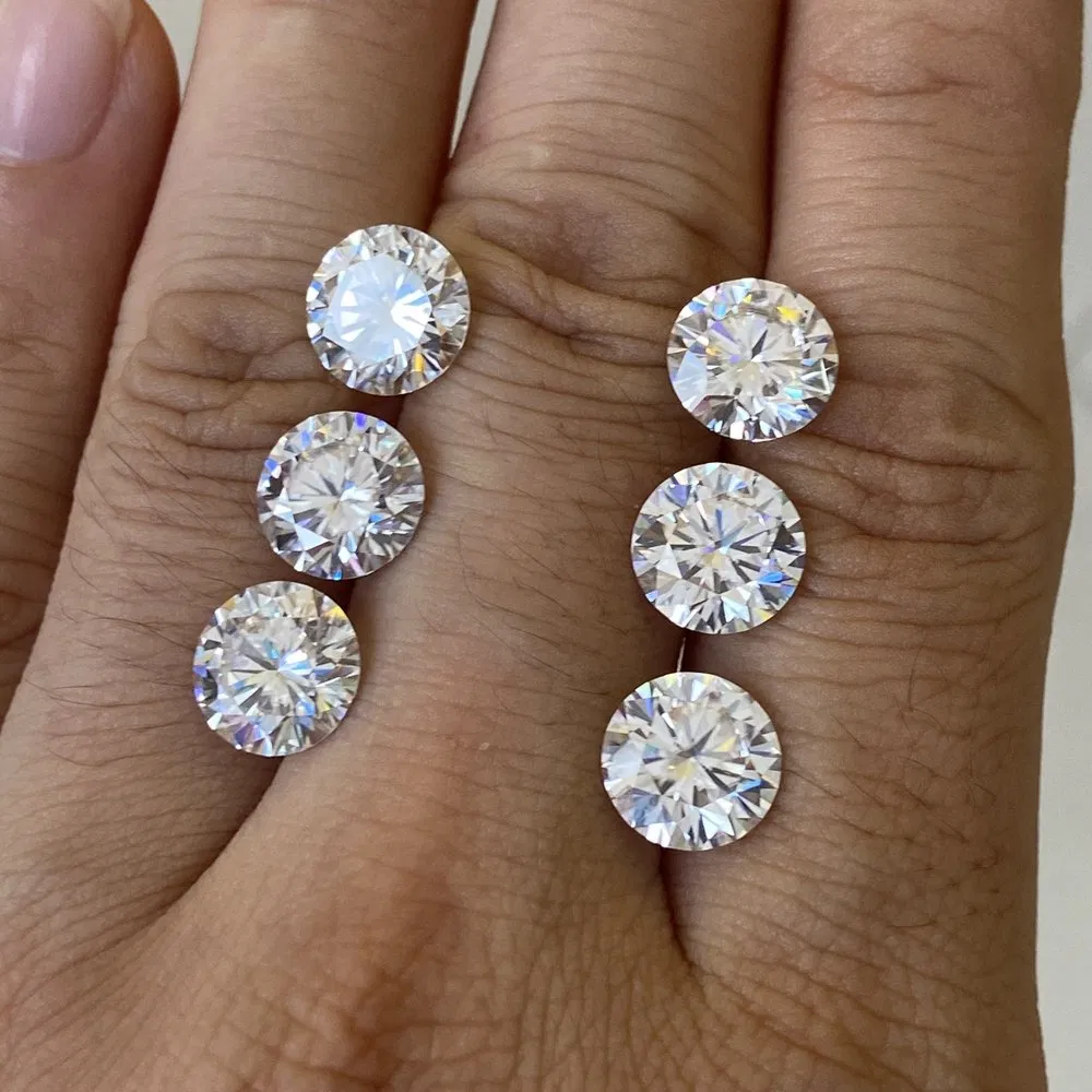 Hq Gems Gra Certificate Lab Grown 1carat 6.5mm White Moissanite Diamond Price Per Carat for Engagement Ring Earring Jewelry