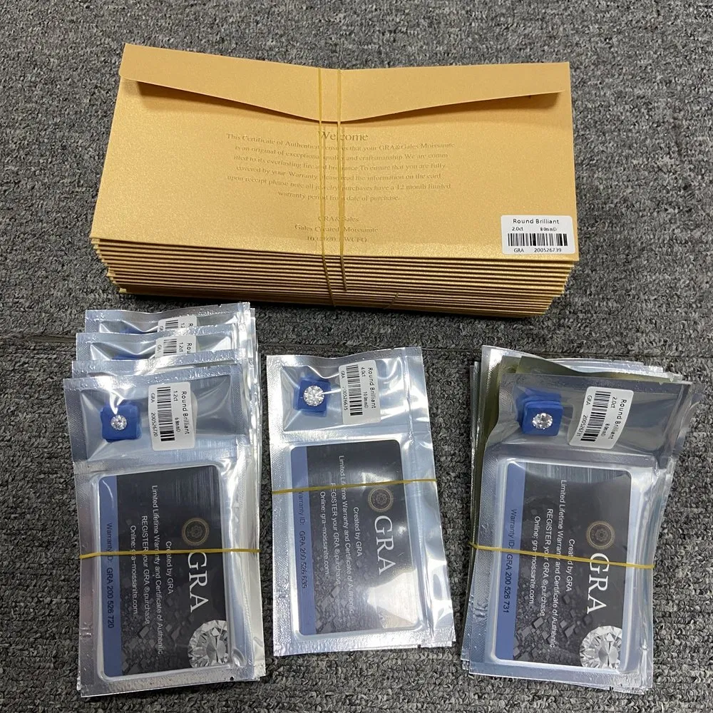 Hq Gems Gra Certificate Lab Grown 1carat 6.5mm White Moissanite Diamond Price Per Carat for Engagement Ring Earring Jewelry