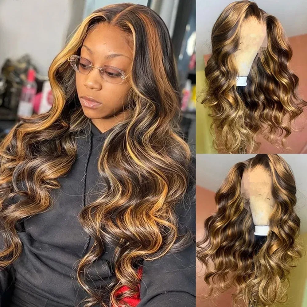 Kbeth 13*6 Transparent Honey Brown Highlight Human Hair Wig Loose Wave Lace Frontal Wigs for Black Women Lace Wig Human Hair Wholesale