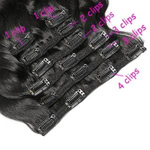 Kbeth Body Wave Human Hair Extensions Clip Ins for Black Woman Fashion 100% Virgin Human Hair #1 Jet Black Hair Clip in Wavy Hair Extension Good Quality