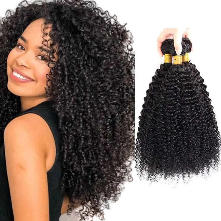 Kbeth Human Hair Weave Kinky Curly Brazilian Human Weaving Hair Virgin Hair Weave 2021 Fashion Black Women 100% Natural Remy Weavon Human Hair Extensions