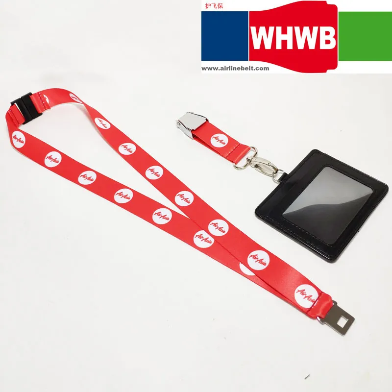 Keychain Airasia Airline Aircraft Airplane Buckle Lanyard Pilot Crew′s ID Card Holder Snap Clasp Clip Ring Key Sling Neck String Lanyards