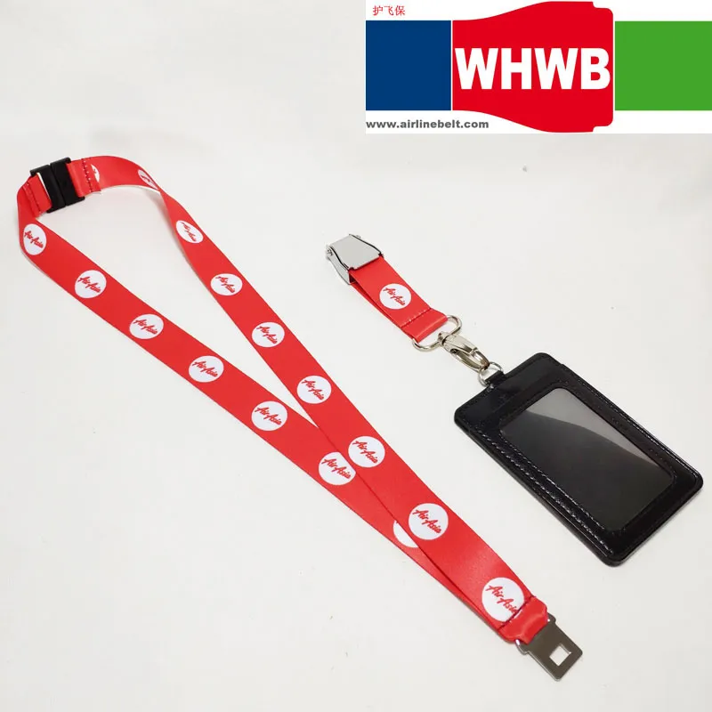 Keychain Airasia Airline Aircraft Airplane Buckle Lanyard Pilot Crew′s ID Card Holder Snap Clasp Clip Ring Key Sling Neck String Lanyards