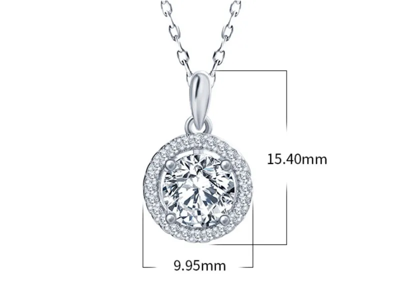 Korean Fashion Jewellery Women′ S S925 Sterling Silver Moissanite Round Zircon Full Rhinestone Clavicle Chain Necklace