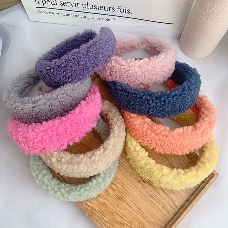 Lamb Plush Hairband Candy Cute Furry Wide Headband Hair Accessories Women
