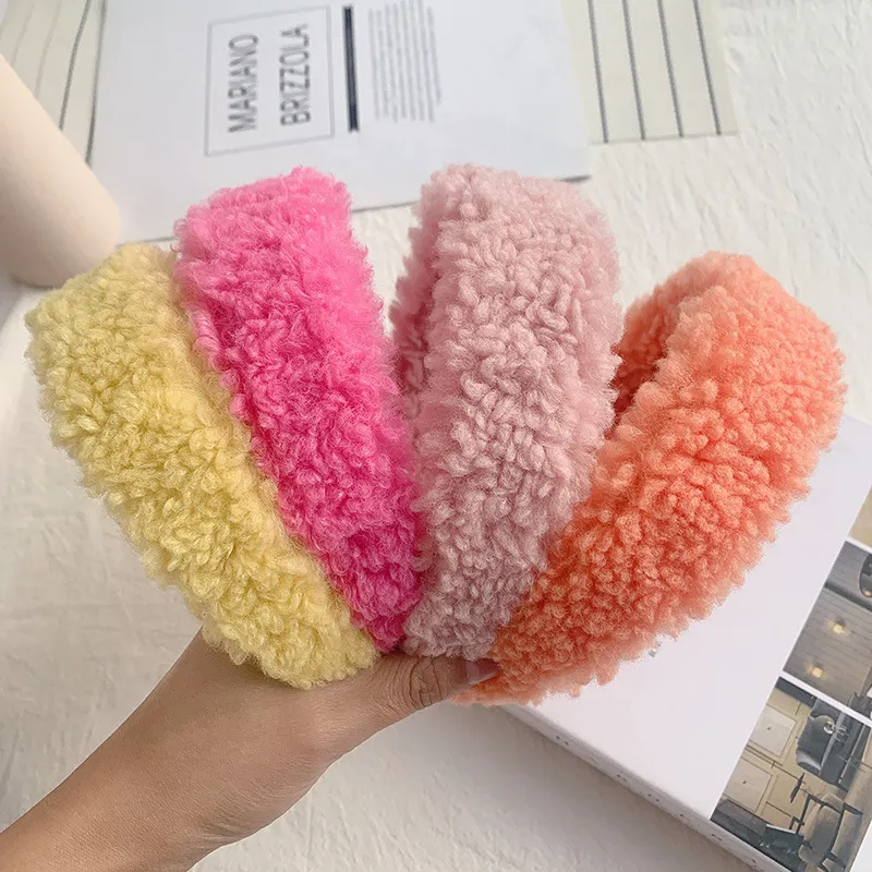 Lamb Plush Hairband Candy Cute Furry Wide Headband Hair Accessories Women