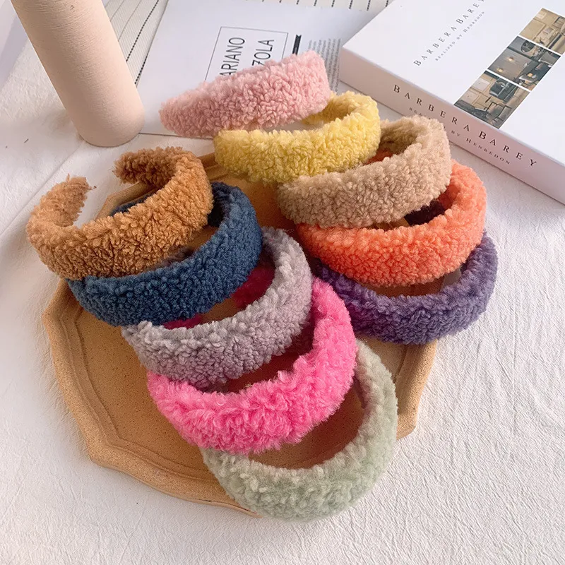 Lamb Plush Hairband Candy Cute Furry Wide Headband Hair Accessories Women