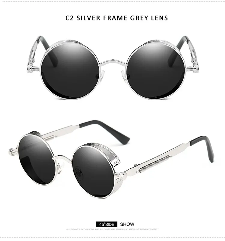 Luxury Metal Sunglasses Round Sunglasses Steampunk Coating Vintage Retro Sunglass