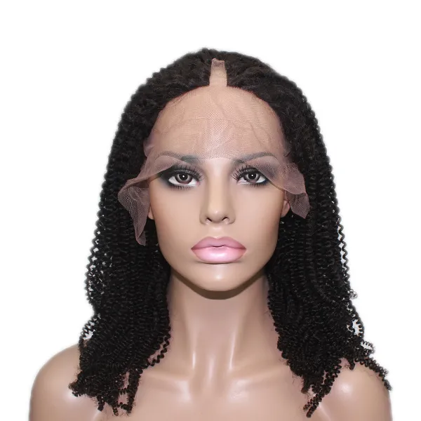 Lx192 Kinky Curl U-Part Full Cap Machine Weft Wig Human Hairpiece