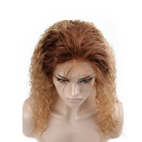 Lx310 Blond Color with Dark Brown Root Front Lace Human Hair Wig