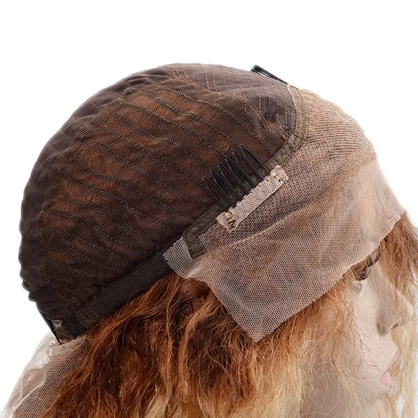 Lx310 Blond Color with Dark Brown Root Front Lace Natural Human Hair Toupee