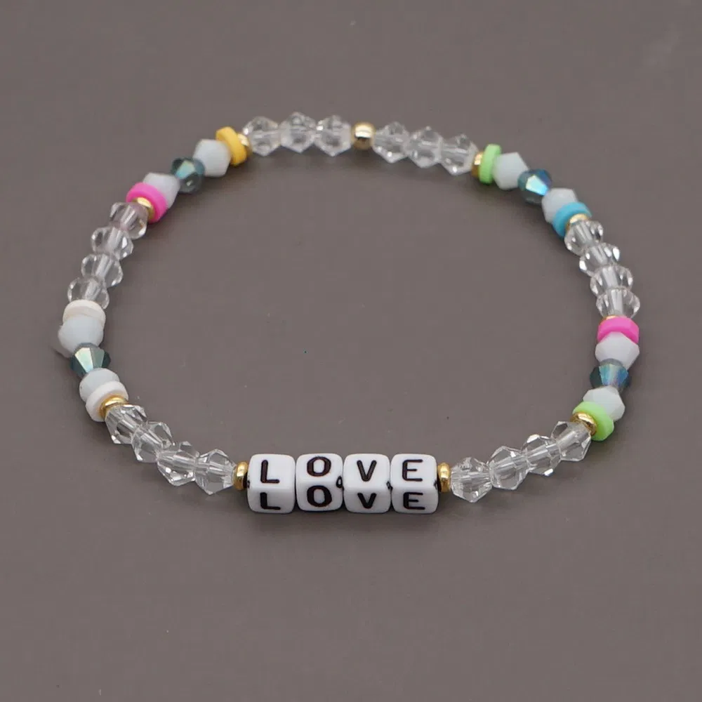 Mlgm Crystal Bead Jewelry Newest Design Simple Bohemian Amazon Love Letters Color Beading Polymer Clay Beads Bracelet for Lady Gift China Original Factory